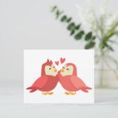 Carte Postale Cute Lovebirds Rouge Bourgogne Mariage Love Bride (Debout devant)