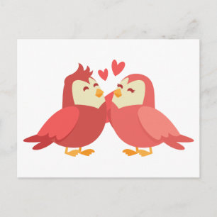Carte Postale Cute Lovebirds Rouge Bourgogne Mariage Love Bride