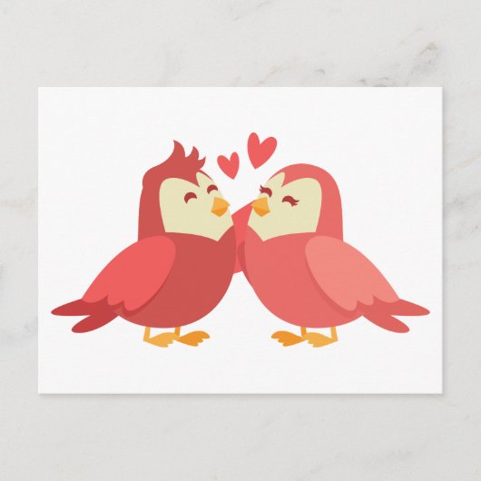 Carte Postale Cute Lovebirds Rouge Bourgogne Mariage Love Bride (Devant)