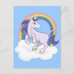 Carte Postale Cute Magique Arc-en-ciel Unicorn