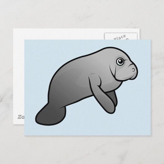 Carte Postale Cute Manatee (Devant / Derrière)