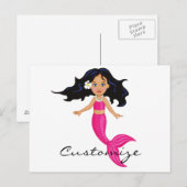 Carte Postale Cute Mermaid à queue rose Thunder_Cove (Devant / Derrière)