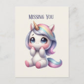 Carte Postale Cute Missing you unicorn (Devant)