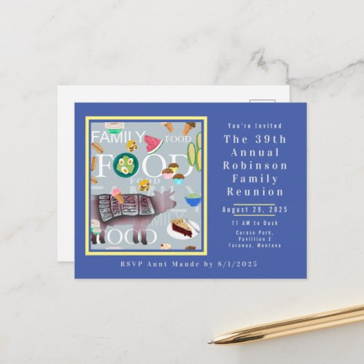 Carte Postale Cute, moderne Pique-nique de famille customisé (Devant/Arrière en situation)