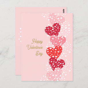 Carte Postale Cute moderne Red Pink Hearts Heureuse Sainte-Valen