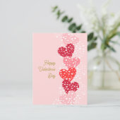 Carte Postale Cute moderne Red Pink Hearts Heureuse Sainte-Valen (Debout devant)