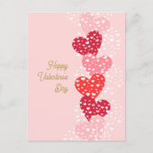 Carte Postale Cute moderne Red Pink Hearts Heureuse Sainte-Valen (Devant)