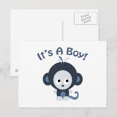Carte Postale Cute Monkey - C'est un garçon ! (Devant / Derrière)