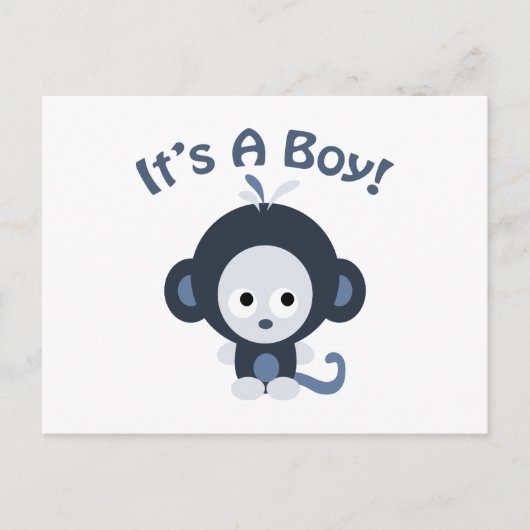 Carte Postale Cute Monkey - C'est un garçon ! (Devant)