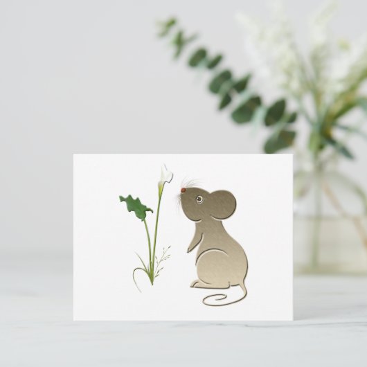 Carte Postale Cute Mouse et Calla Lily (Debout devant)