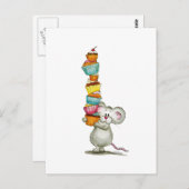 Carte Postale Cute Mouse transporte des gâteaux - par Gerda Stei (Devant / Derrière)
