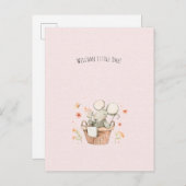 Carte Postale Cute Mouse With Flowers Welcome New Baby Card (Devant / Derrière)