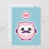 Carte Postale Cute Mustache Owl (Devant / Derrière)