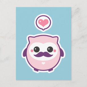 Carte Postale Cute Mustache Owl