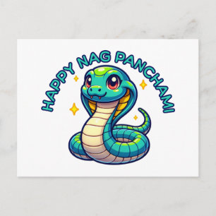 Carte Postale Cute Naga Panchami Blue Cobra
