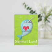 Carte Postale Cute Narwhal avec coeur (Debout devant)