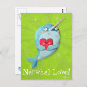 Carte Postale Cute Narwhal avec coeur (Devant / Derrière)