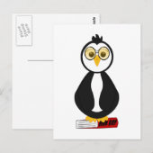 Carte Postale Cute Nerdy Bookworm Penguin (Devant / Derrière)
