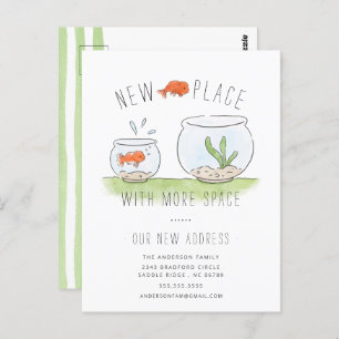 Carte Postale Cute New Place Goldfish Bowl Moving Faire-part