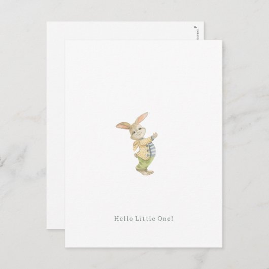 Carte Postale Cute Newborn Baby Hello Little One Rabbit Card. (Devant / Derrière)