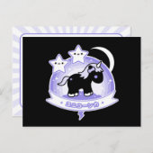 Carte Postale Cute noir licorne (Devant / Derrière)