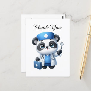 Carte Postale Cute Nurse merci panda ours