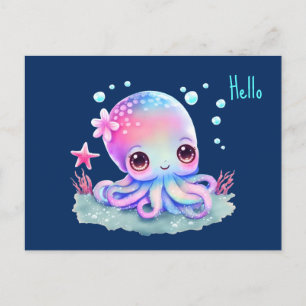 Carte Postale Cute Octopus Sea Creator Bonjour
