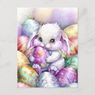 Carte Postale Cute oeufs de lapin de Pâques