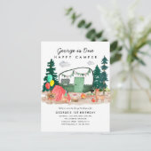 Carte Postale Cute ONE Happy Camper Forest Camping 1er anniversa (Debout devant)