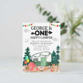 Carte Postale Cute ONE Happy Camper Woods Camping 1er anniversai (Debout devant)