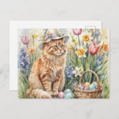 Carte Postale Cute Orange Tabby Cat Easter (Devant / Derrière)