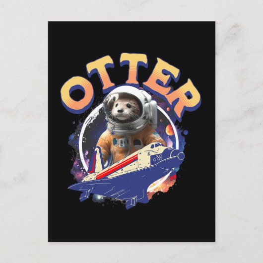 Carte Postale Cute Otter Astronaut Navette spatiale Cadet (Devant)