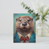 Carte Postale Cute Otter en costume (Debout devant)