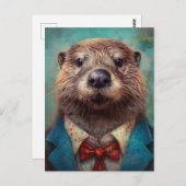 Carte Postale Cute Otter en costume (Devant / Derrière)