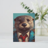 Carte Postale Cute Otter en costume (Debout devant)