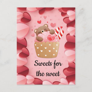 Carte Postale Cute Ours Accrocher Cupcake Valentine