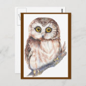 Carte Postale Cute Owl - Aquarelle Collection d'oiseaux (Devant / Derrière)