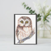 Carte Postale Cute Owl - Aquarelle Collection d'oiseaux (Debout devant)
