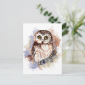 Carte Postale Cute Owl - Aquarelle Collection d'oiseaux (Debout devant)
