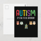 Carte Postale Cute Owl Autism Awareness Puzzle Enfant Autiste (Devant / Derrière)
