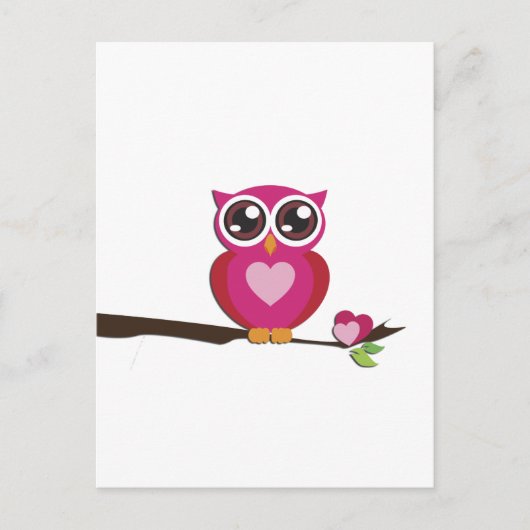 Carte Postale Cute Owl Love Hearts Girly Retro (Devant)