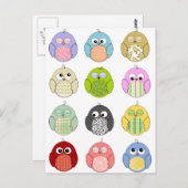 Carte Postale Cute Owl Motif (Devant / Derrière)