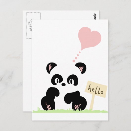 Carte Postale Cute Panda (Devant / Derrière)