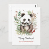 Carte Postale Cute Panda Baby Botaniques rustiques de Noël (Devant / Derrière)