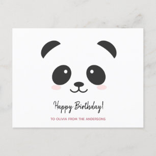 Carte Postale Cute panda noir blanc personnalisé Anniversaire