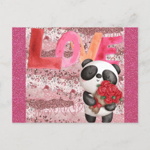 Carte Postale Cute Panda Ours Valentines Jour Amour