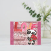 Carte Postale Cute Panda Ours Valentines Jour Amour (Debout devant)