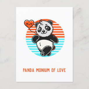 Carte Postale Cute Panda "Panda-monium of Love"