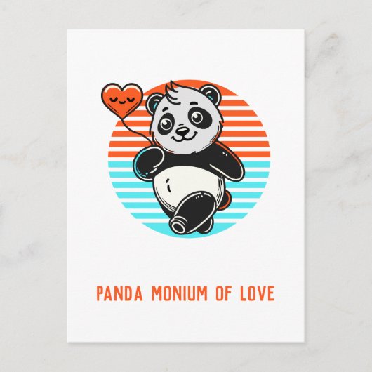 Carte Postale Cute Panda "Panda-monium of Love" (Devant)