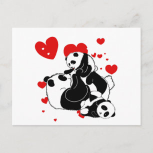 Carte Postale Cute Pandas jouant en famille